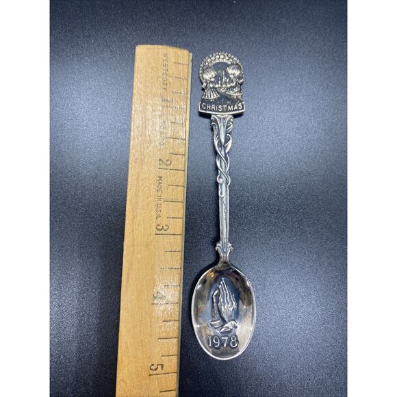 Vintage 1978 CHRISTMAS Silver Plate Souvenir COLLECTIBLE Kids Praying Hands - Picture 6 of 12